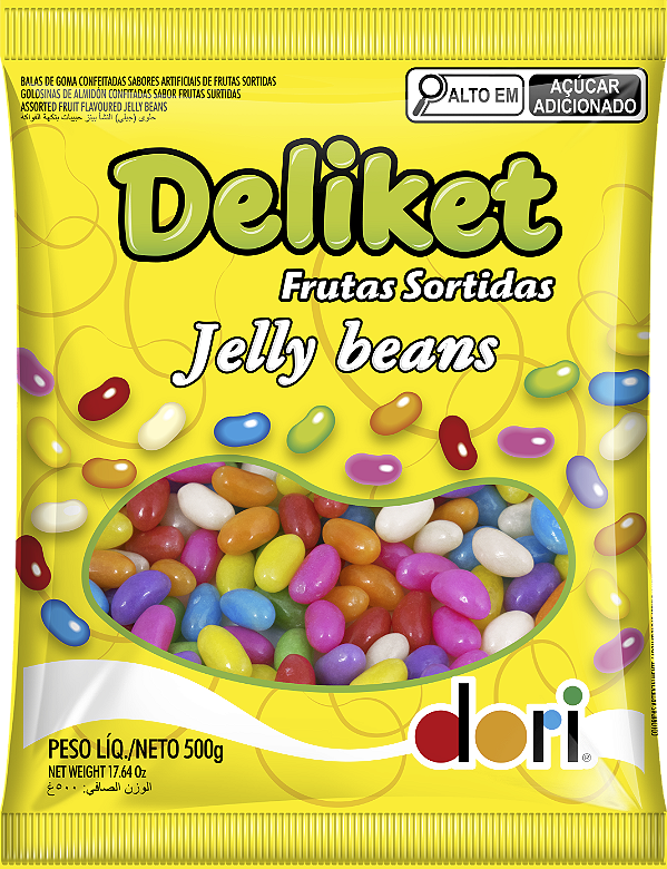 BALA DE GOMA JUJUBA DELIKET FURTAS SORTIDAS JELLY BEANS DORI 500G