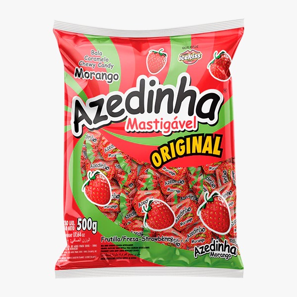 BALA MASTIGAVEL AZEDINHA MORANGO ICEKISS 500G