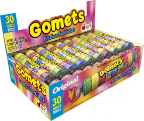 GOMA TUBO GOMETS FRUTAS SORTIDAS 960 GRAMAS 30 TUBOS DORI