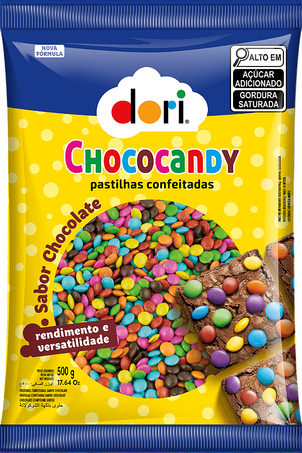 CHOCOCANDY PASTILHA CONFEITADA COLORIDA CHOCOLATE 500G DORI