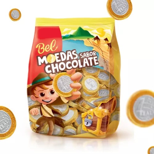 MOEDAS DE CHOCOLATE PACOTE 500G 130 MOEDAS BEL