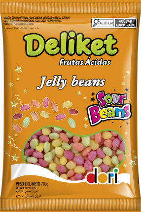 GOMA JUJUBA DELIKET FRUTAS ACIDAS JELLY BEANS 700G DORI