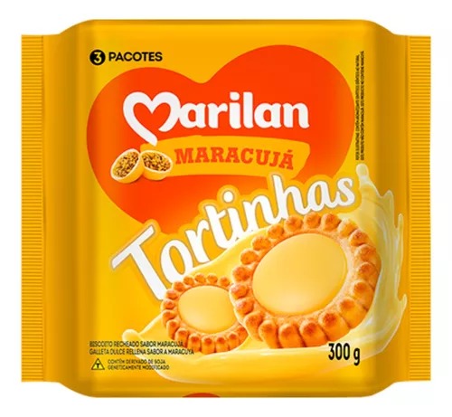 BISCOITO BOLACHA TORTINHA RECHEADA MARACUJA 300G MARILAN