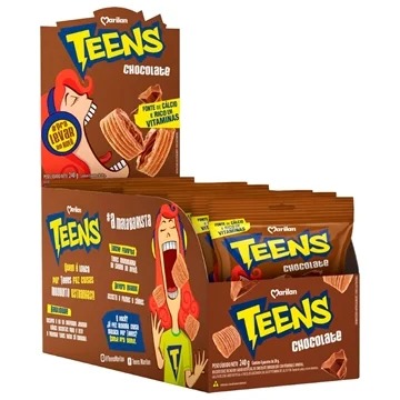 BISCOITO WAFER TEENS CHOCOLATE 8UN DE 30G CADA MARILAN