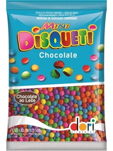 MINI DISQUETI COLORIDO CHOCOLATE AO LEITE 500G DORI