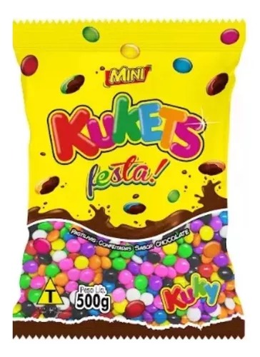 PASTILHA DE CHOCOLATE COLORIDO KUKETS FESTA 500G KUKY