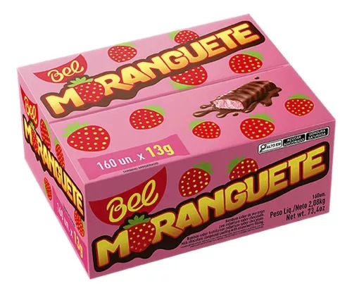 CHOCOLATE COM MORANGO MORANGUETE 160UN 13G CADA BEL CHOCOLATES