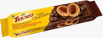 BISCOITO BOLACHA TORTINHA RECHEADA CHOCOLATE 90G TRIUNFO