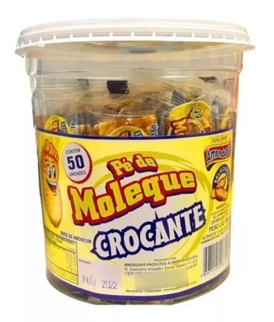 PÉ DE MOLEQUE CROCANTE 800G 50 UNIDADES AMENDUPÃ
