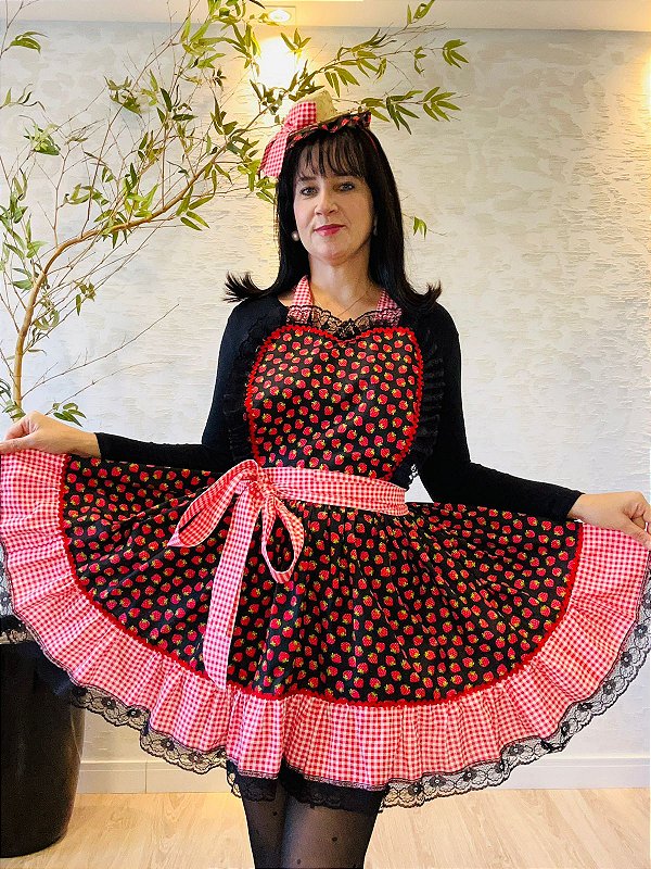 Avental Junino Moranguinhos Tricoline 120cm