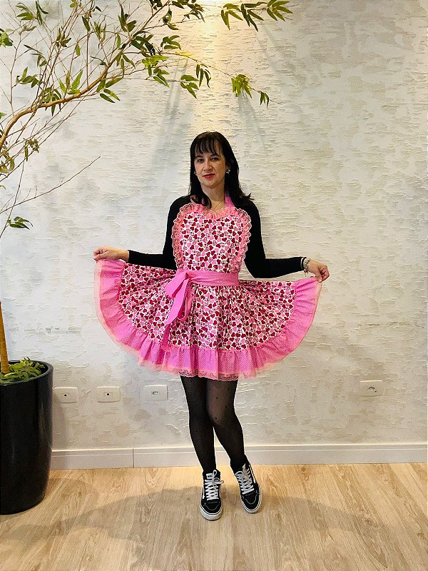 Avental Junino Corações Tricoline 100cm