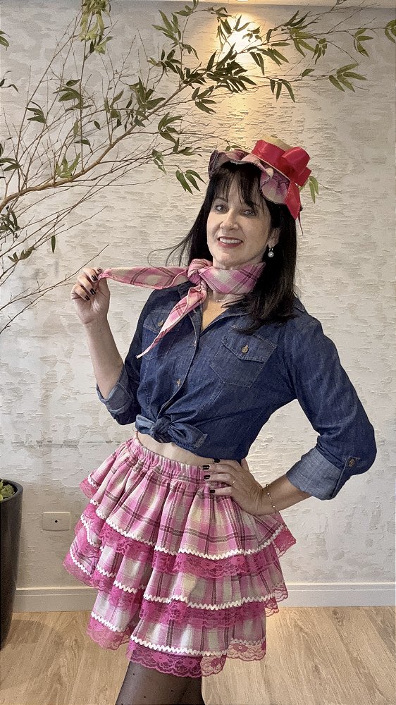 Saia Xadrez Rosa