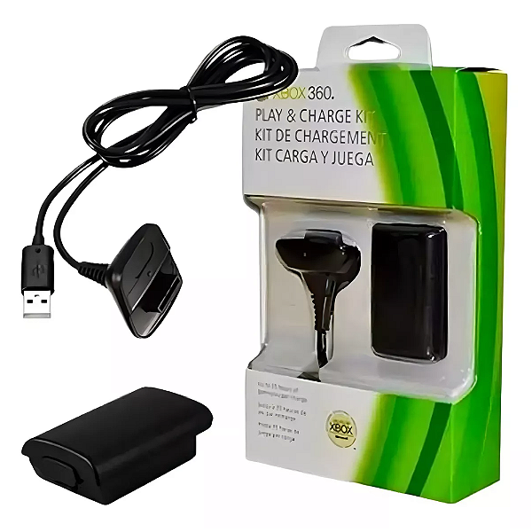 KIT FONTE E CARREGADOR P/ CONTROLE X-BOX 360