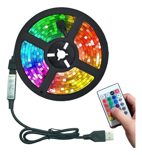 FITA DE LED 5050 RGB COM CONTROLE 5 METROS