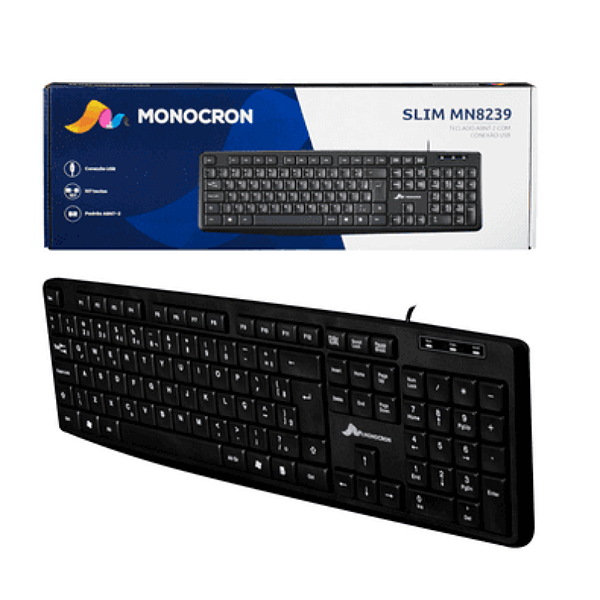 TECLADO MONOCRON SLIM MN8239 USB P/ COMPUTADOR