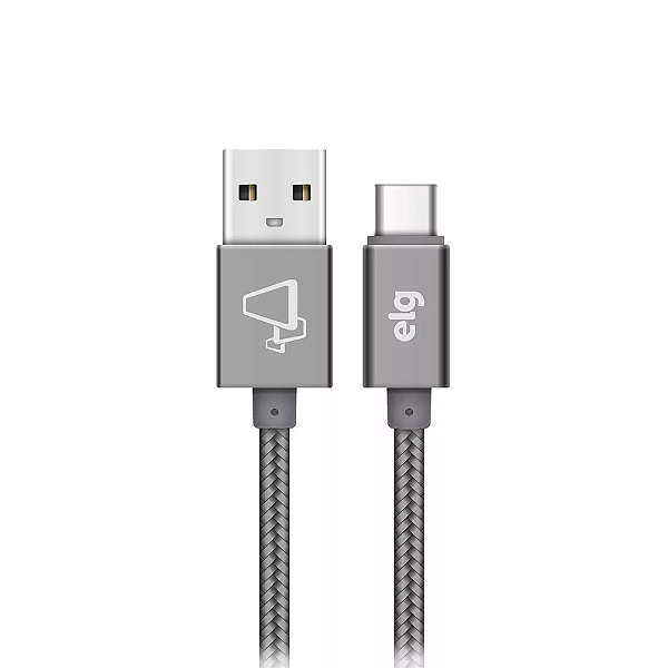 CABO USB TIPO-C ELG TC10BY NYLON 1 METRO CINZA