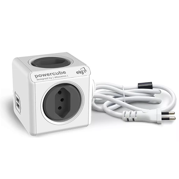 ADAPTADOR POWERCUBE 4 TOMADAS E 2 USB C/ CABO 1.5M - PWC-X4U