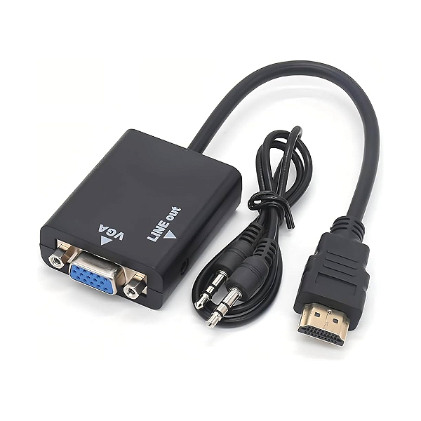 CABO CONVERSOR ADAPTADOR HDMI PARA VGA COM SAÍDA DE ÁUDIO P2