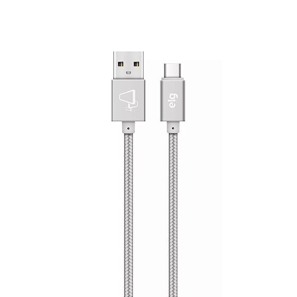 CABO TIPO C NYLON REFORÇADO 1M PRATA TC10BS - ELG