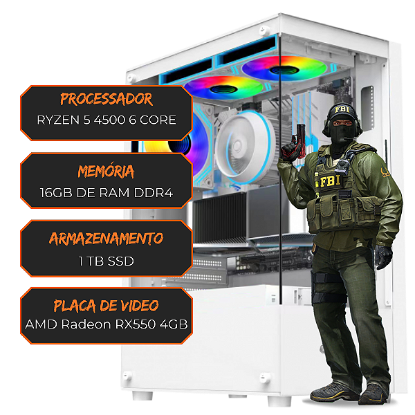 PC GAMER RYZEN 5 4500 6 CORE  / 16GB RAM DDR4 / 1TB SSD