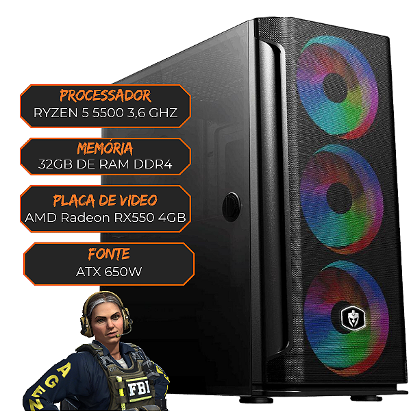 PC GAMER RYZEN 5 5500  3,6GHZ / 32GB RAM DDR4 / 1TB SSD