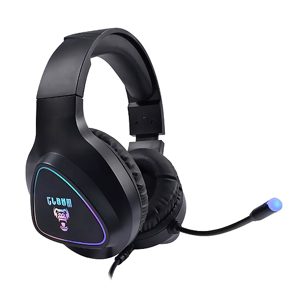 HEADSET GAMER AJUSTÁVEL COM FIO LED MOUNT  PRETO HM709