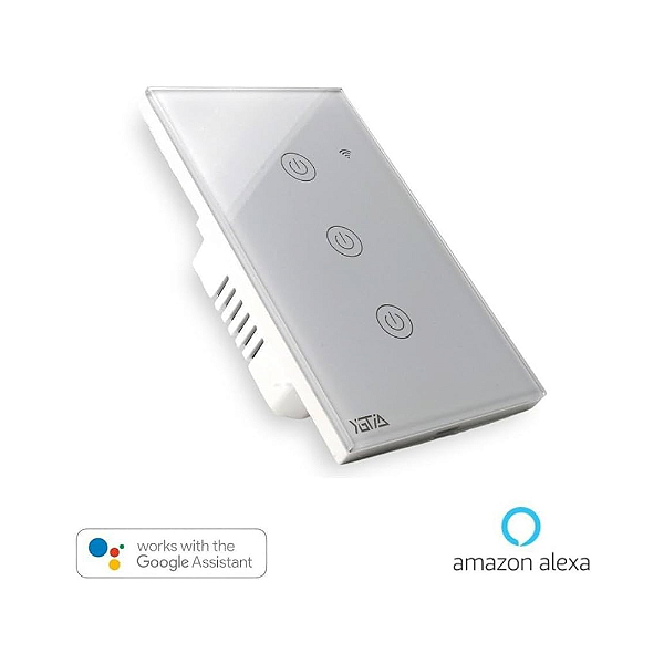 INTERRUPTOR INTELIGENTE 3 BOTÃO TOUCH WIFI ALEXA SIRI GOOGLE
