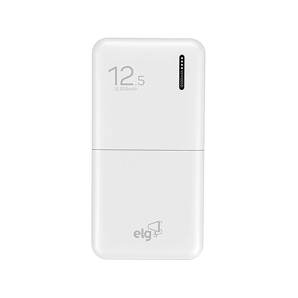 POWER BANK ELG COM USB TIPO-C 12500MAH, BRANCO, PB125