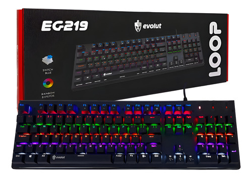 TECLADO GAMER MECANICO EG219/LOOP (BLUE SWITCH) COM FIO EVOLUT