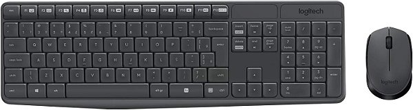 KIT TECLADO E MOUSE LOGITECH MK235 S/FIO CINZA