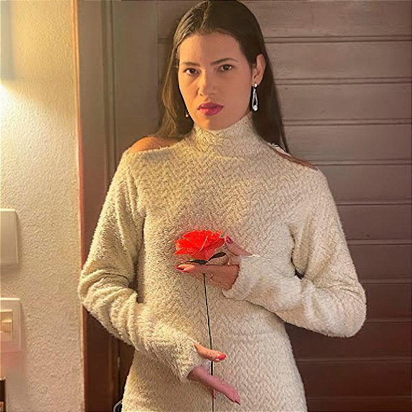 Vestido Cut-Out Pelúcia de Malha Estilo Ovelhinha Inverno - Thais Mahasin
