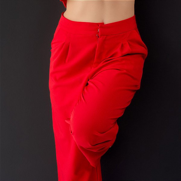 Calça Samy de Tecido Crepe Vermelha