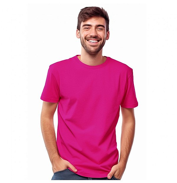 Camiseta Masculina Malha Fria PV Rosa Pink