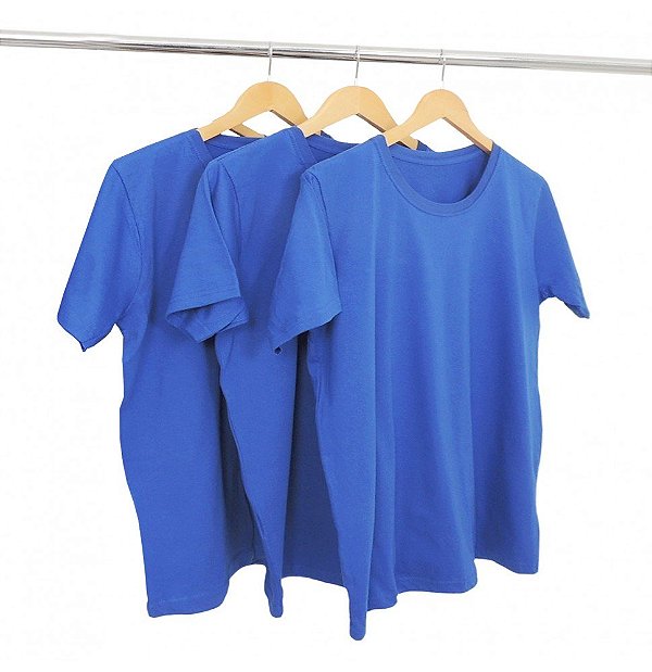Kit 3 Camisetas Masculina Malha Fria PV Azul Royal