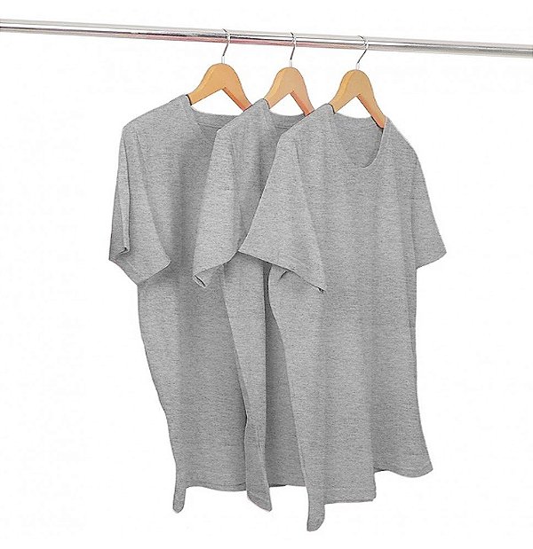 Kit 3 Camisetas Masculina Malha Fria PV Cinza Mescla