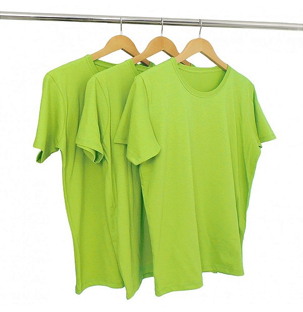 Kit 3 Camisetas Masculina Malha Fria PV Verde Limão