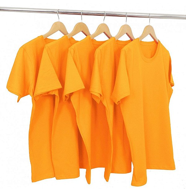 Kit 5 Camisetas Masculina Malha Fria PV Laranja