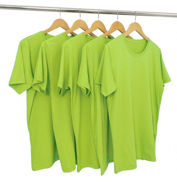 Kit 5 Camisetas Masculina Malha Fria PV Verde Limão