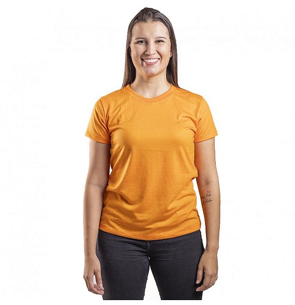 Baby Look Feminina Malha Fria Laranja