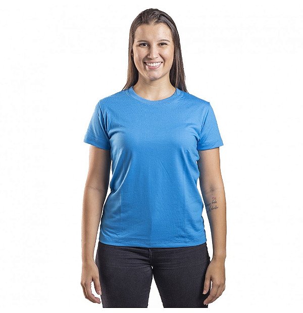 Baby Look Malha Fria Azul Turquesa