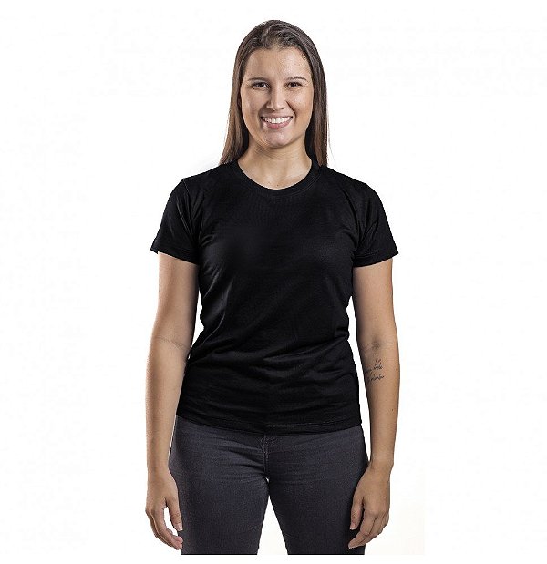 Baby Look Feminina Malha Fria Preta