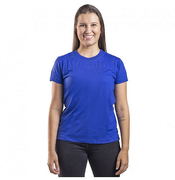 Baby Look Feminina Malha Fria Azul Royal