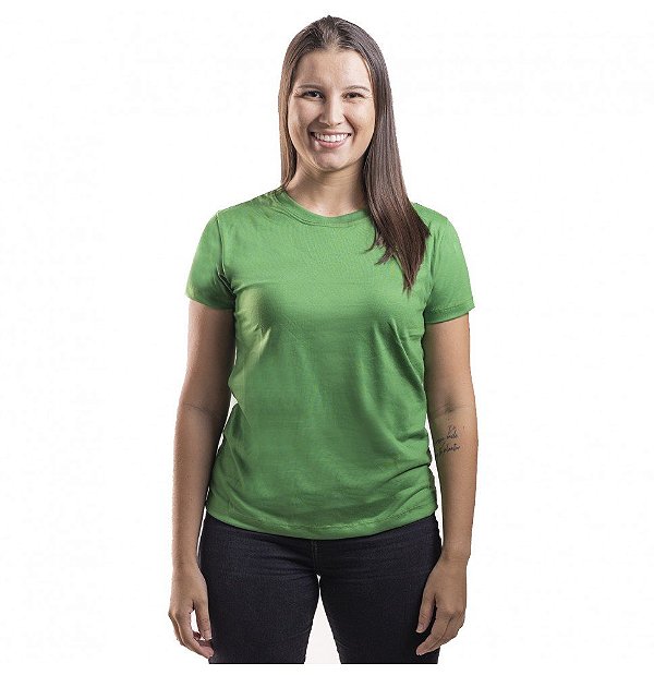 Baby Look Feminina Malha Fria Verde Bandeira
