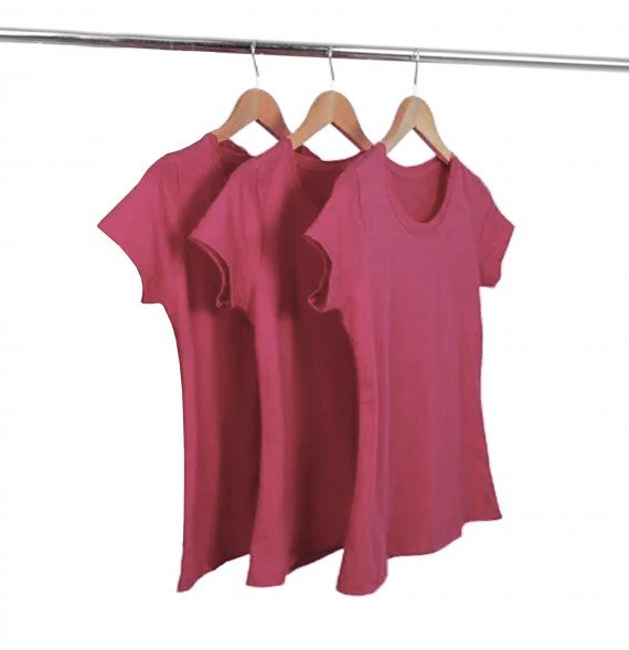 Kit 3 Baby Look Malha Fria Rosa Pink