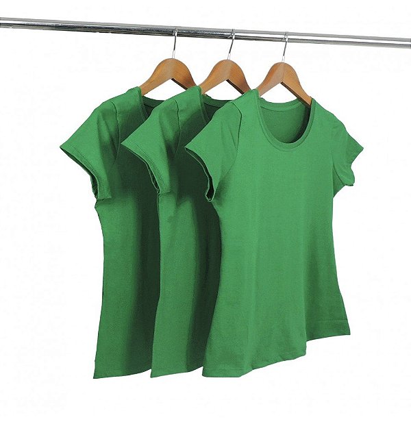 Kit 3 Baby Look Malha Fria Verde Bandeira