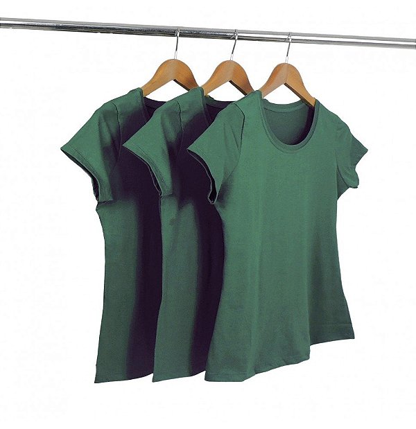 Kit 3 Baby Look Malha Fria Verde Musgo