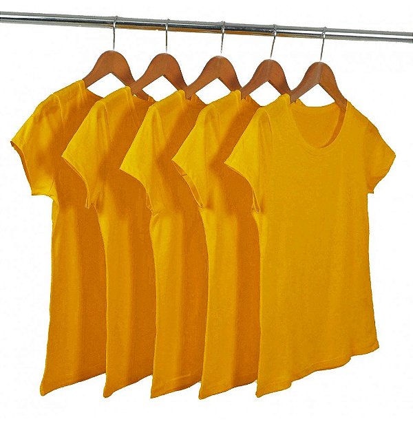Kit 5 Baby Look Malha Fria Laranja
