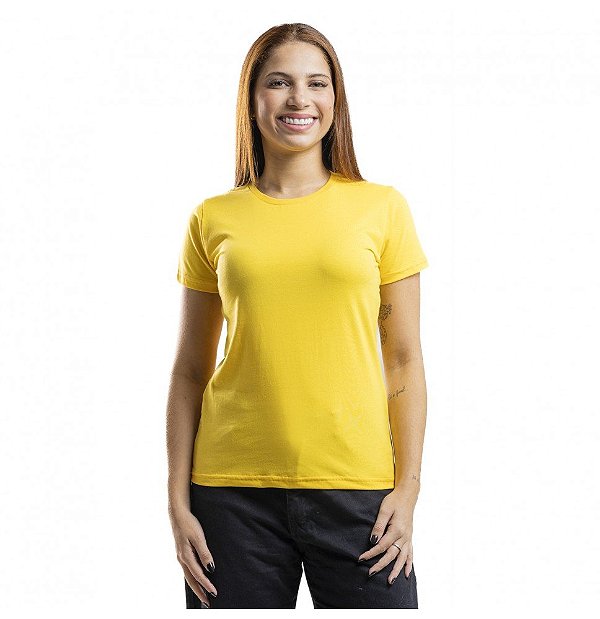 Baby Look Algodão Amarelo Ouro Premium Basic