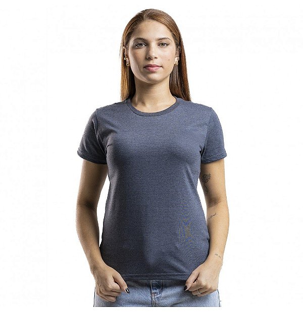 Baby Look Algodão Mescla Preto Premium Basic