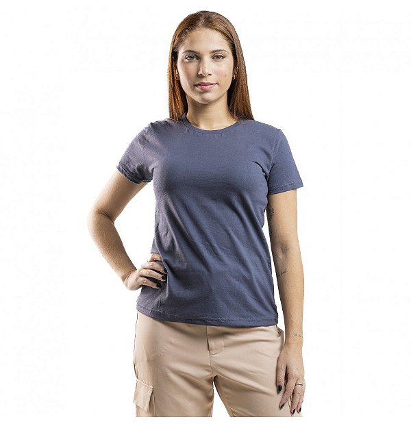 Baby Look Algodão Cinza Chumbo Premium Basic